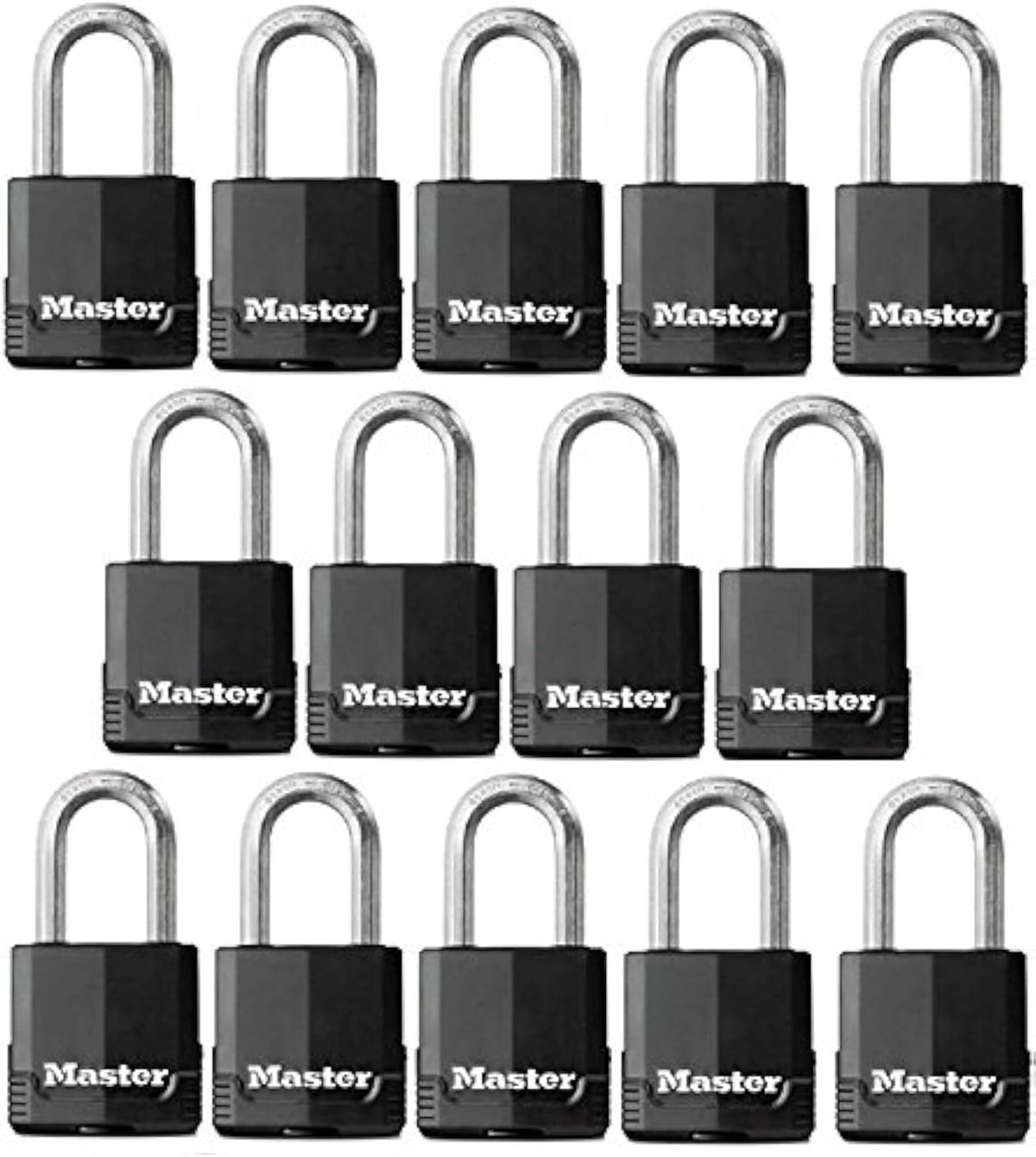 Master Lock 1-7/8 in. H x 1-3/16 in. W x 1-3/4 in. L Vinyl Covered Steel Ball Bearing Locking Padlock, 14 Pack