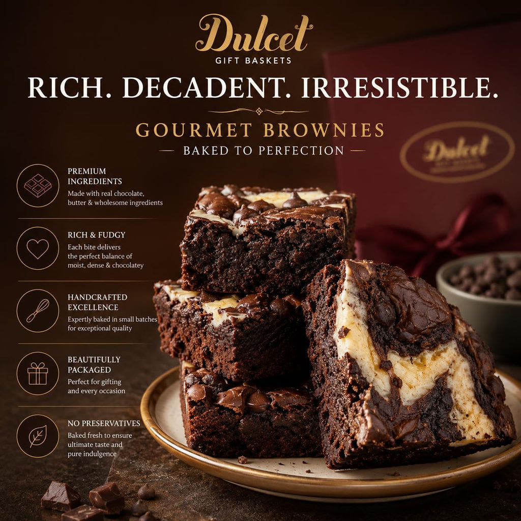Dulcet Gourmet Snack & Dessert Gift Basket Deluxe Edition – Fresh Baked Assorted Pastries, Cookies, Brownies & Belgium Chocolates - Beautifully Packaged Bakery Assortment for All Gifting Occassions