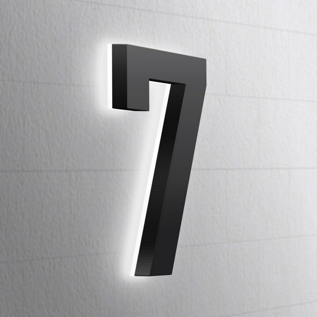 Backlit LED Illuminated House Numbers,Matte Black, Modern Address Signs Lighted Plaque For Outdoor Indoor, Weatherproof And Corrosion Resistant, Day & Night,20 Inch,7