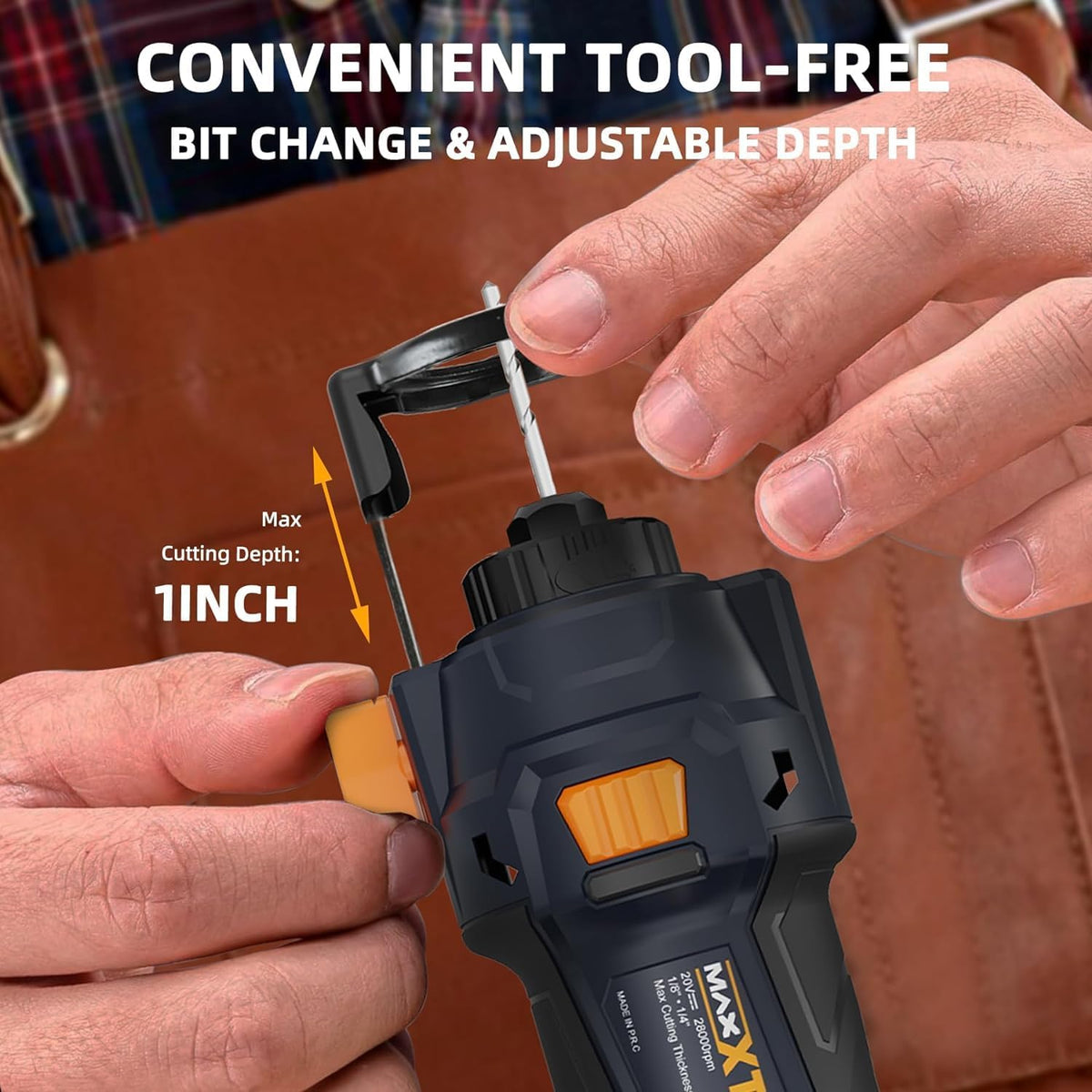 MAXXT 20V Brushless Drywall Screw Gun (Tool Only) – 2-in-1 Screwdriver & Router, 0-5 000 RPM, One-Hand 25-57 mm Quick-Set, 360° Rotating Head, Tool-Free Depth, Drywall Cut-Out Bit Included