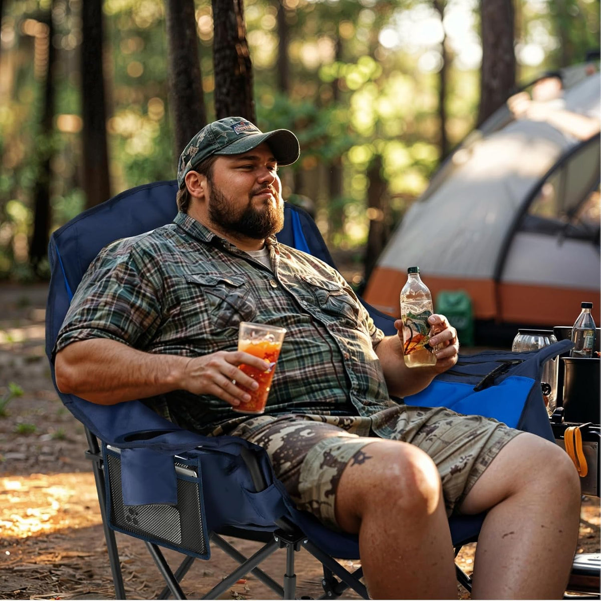 Overmont 400L Foldable Double Decker Wagon + Oversized XL Camping Chair for Adults Combo