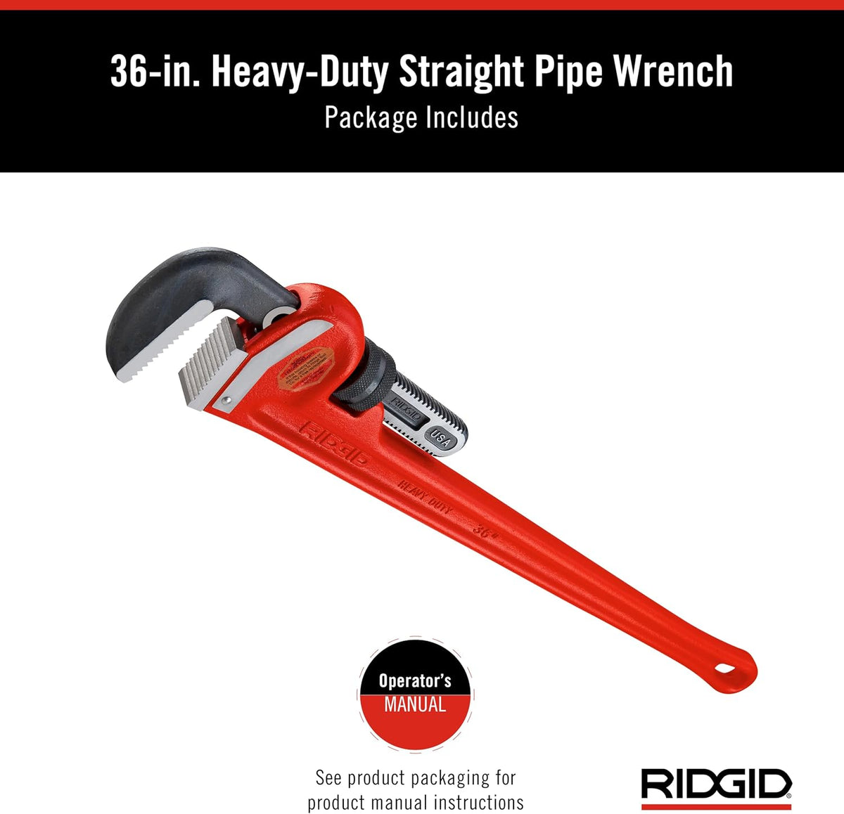 Ridgid 31035 model 36 Heavy-Duty Straight Pipe Wrench, 36' Plumbing Wrench
