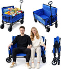 Beach Wagon Chair for Adults, Foldable Cart Converts to 2-Person Sofa, 2-in-1 Wagon Bench Love Seat Combo