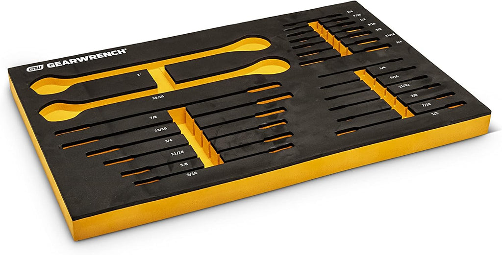 GEARWRENCH 21 Piece 72T SAE Standard & Stubby Ratcheting Wrench Set with EVA Foam Tray - 86526