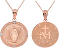 Religious Jewelry Certified 10k Gold Miraculous Medal Of Blessed Virgin Mary Catholic Charm Diamond Necklace