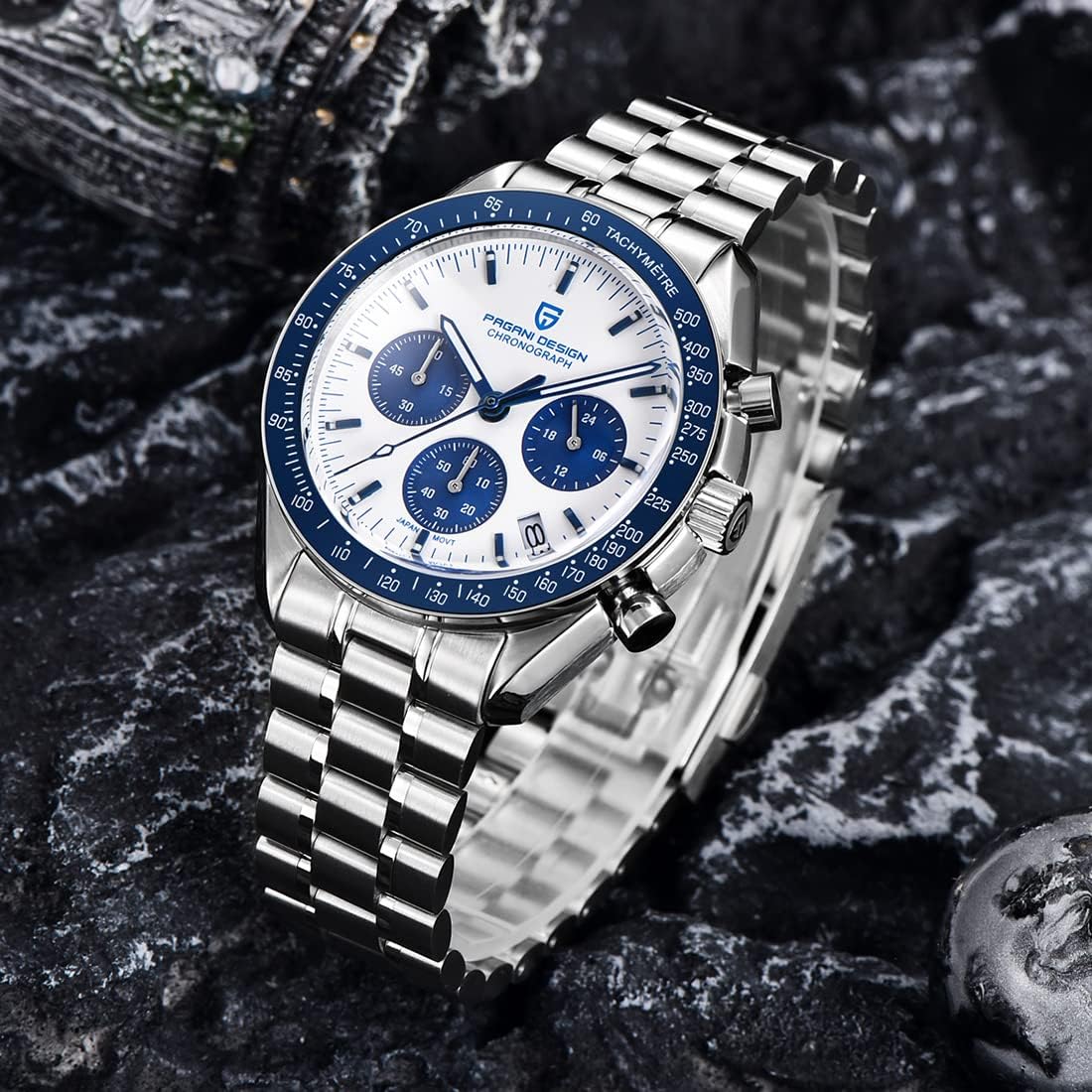 Pagani Design 1701 V3 Men's Chronograph Quartz Dial 40mm VK63 Movement Stainless Steel Mirror Sapphire Watch 100 Meter Water Resistant Sport Watch