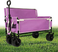 3-in-1 Convertible Folding Wagon Cart with Bench Seat & Storage - 500lbs Heavy-Duty Utility Wagon, 180L Capacity All-Terrain Wheels for Camping, Beach, Sports, Garden (Purple)