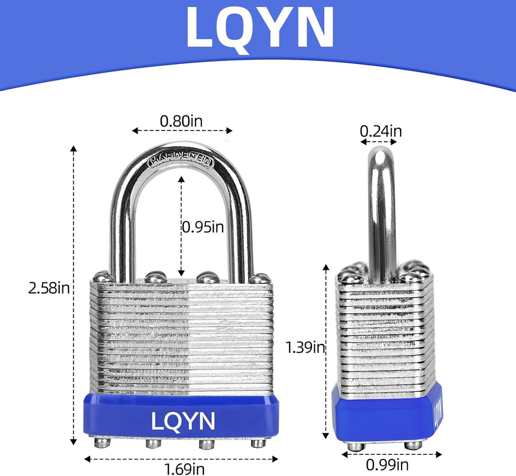Padlocks with Same Key, LQYN 48 Pcs Laminated Keyed Padlock (1-9/16', 40mm), Keyed Alike Locks, Normal Shackle, for Storage Locker, Hasp Latch, Toolbox, Sheds
