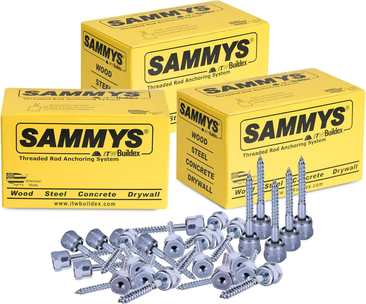 Everflow Sammys 8003957-75 GST 200 1/4 Inch Screw Vertical Threaded Rod Anchor Designed for Wood, Easy Use, No Pre-Drilling Required, Steel with Zinc Finish, 1/4 x 2 Inch Screw Length - (Pack of 75)