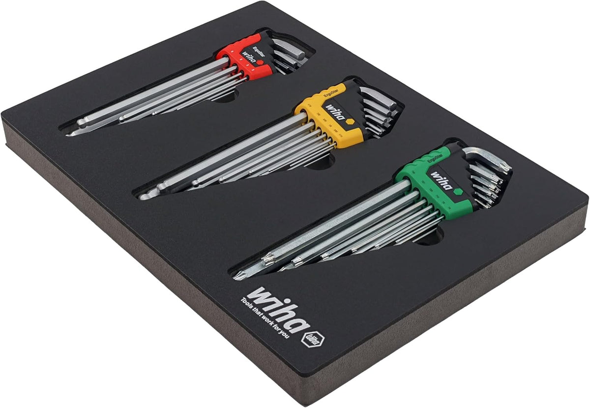 Wiha 66979 35 Piece ErgoStar L-Key Tray Set - Hex Metric, Hex SAE, Torx