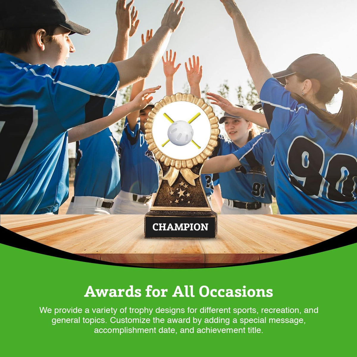 Domino Traveling Trophy - Plastic Trophy with Base, Awards and Trophies for Sports Competition, Prizes for Adults and Kids Gold, 18'