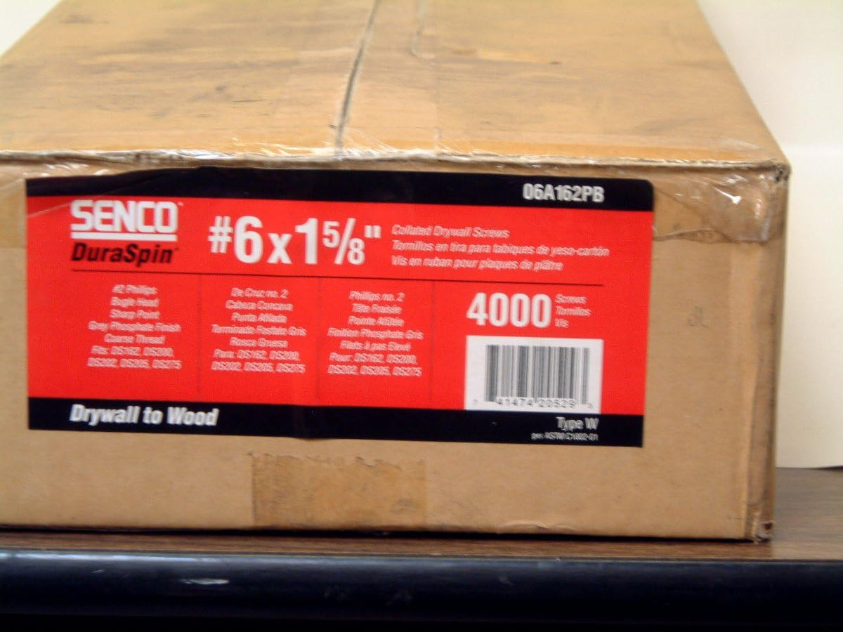 SENCO 06A162PB Duraspin Collated Drywall Screws, 1 5/8' 4,000 Ct. Box