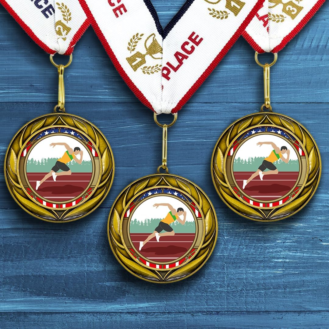 All Quality Wreath Design Track and Field Medal (Male) | Competition Metal Medal - 1st, 2nd, 3rd Place
