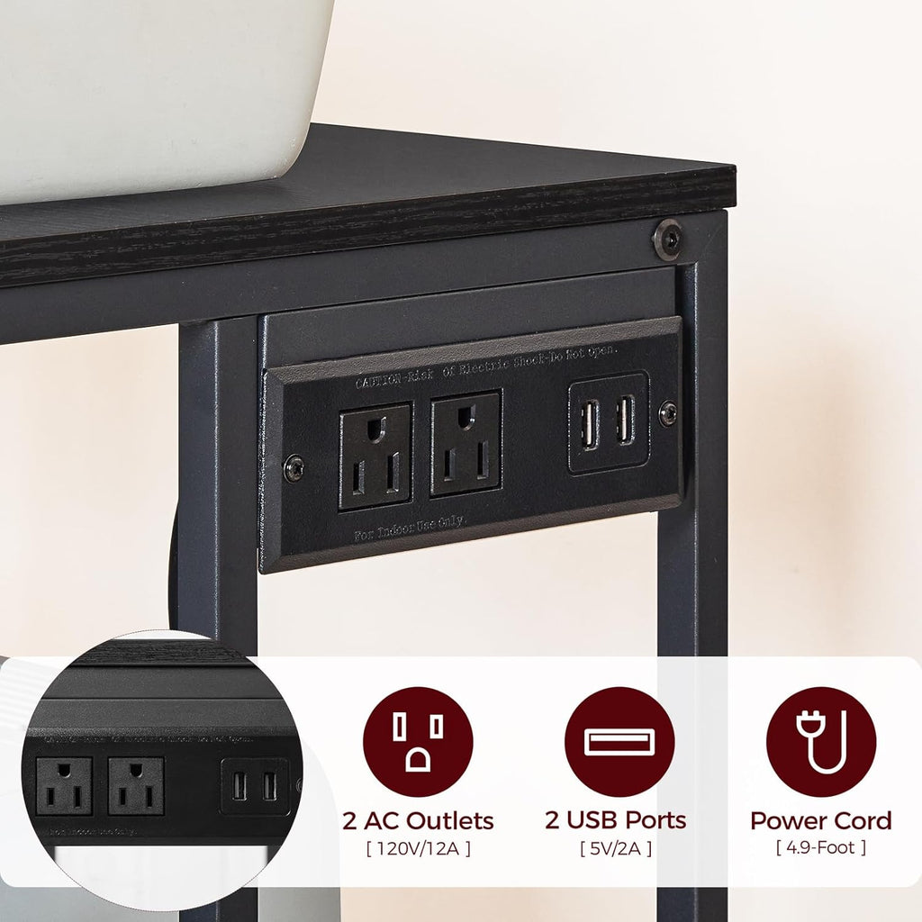 MAHANCRIS Printer Stand and File Cabinet Bundle, 3-Tier Industrial Printer Cart with Power Outlets and 2 USB Ports, Vertical Filing Cabinet with Wheels, PTHB78E01-FCBK5901