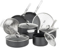 Viking Cookware Set, 12 Piece Hard Anodized Ceramic Nonstick Kitchen Cookware with Glass Lids, Made without PFAS, Oven Safe, Induction Ready