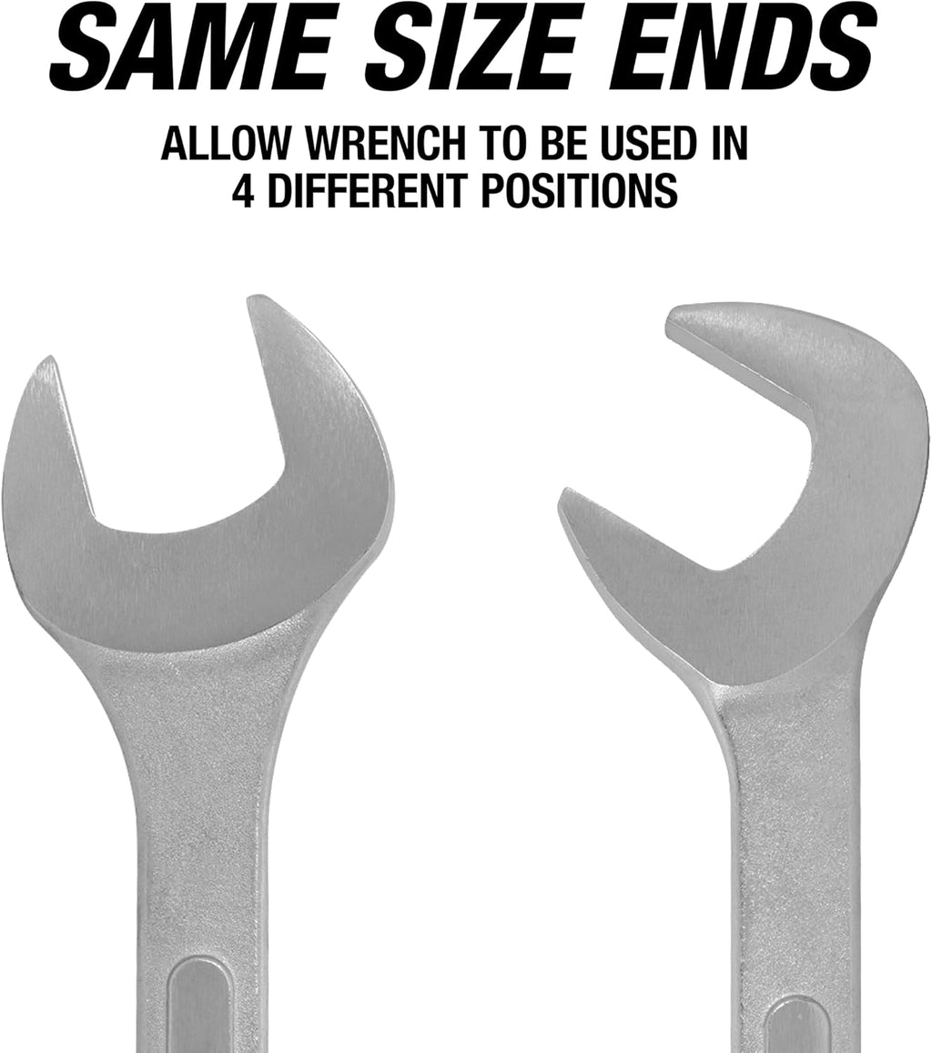 OEMTOOLS 22113 SAE Jumbo Angle Head Wrench Set, Large Fastener Access for Heavy-Duty Maintenance, 6 Piece 1-3/8' to 2' Wrenches, Chrome Finish, Carbon Steel, Wrench Roll Included