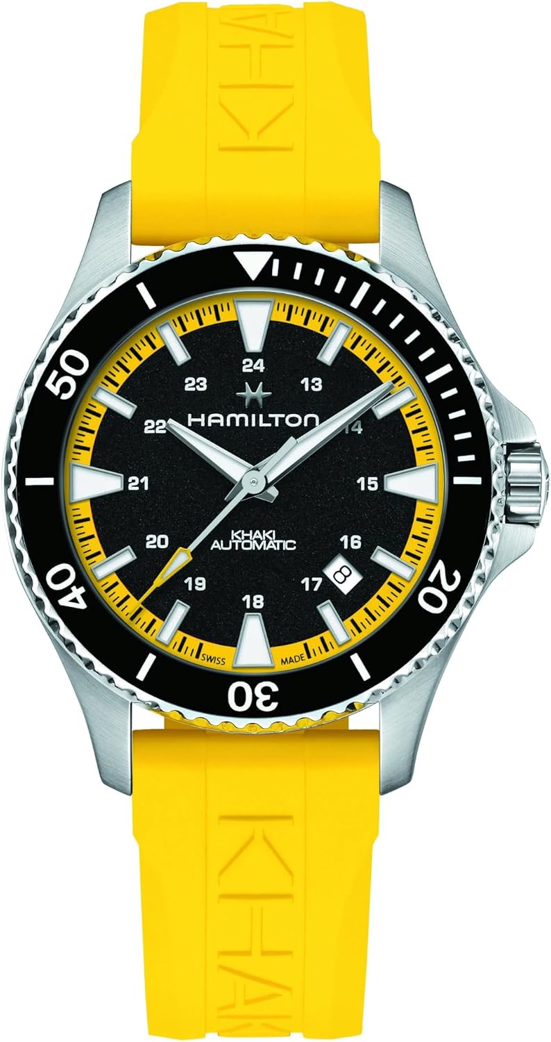 Hamilton Khaki Navy Scuba Automatic Men's Watch, 40mm Stainless Steel Case, Swiss Made, Black Dial Analog Wrist Watch for Men, 100m Waterproof, Sapphire Crystal, 3-Hand Movement, Rubber Strap