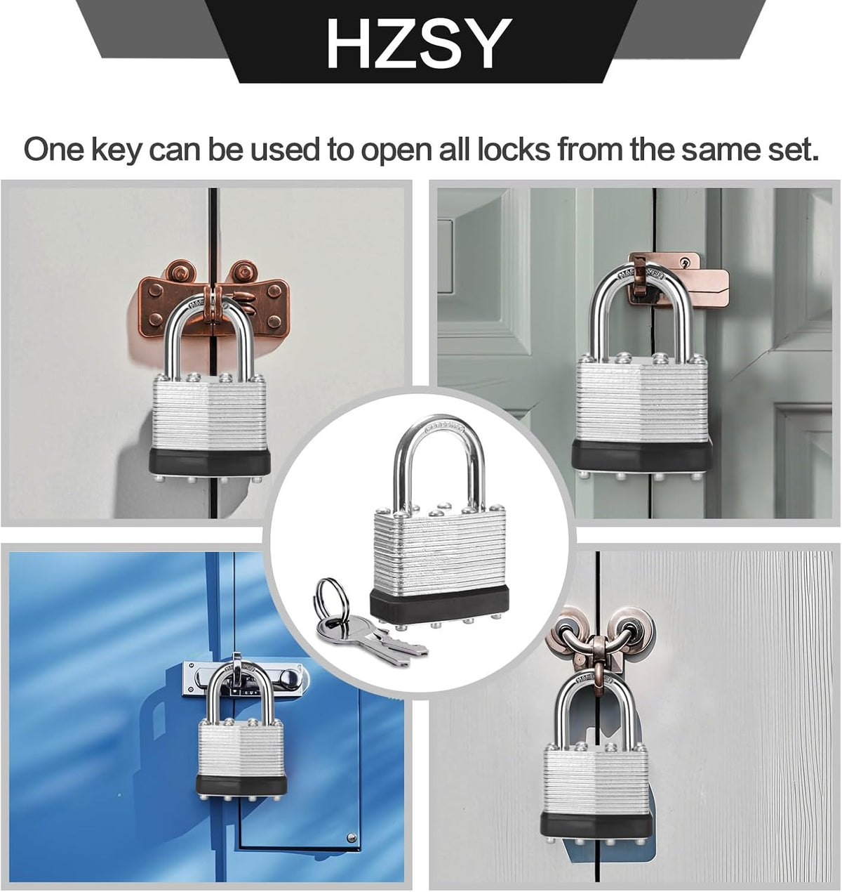 Padlocks Keyed Alike, Pack of 60, Laminated Steel Keyed Lock (1-9/16', 40mm), Padlocks with Same Key, Normal Shackle, for Toolbox, Locker & StorageUnit or More