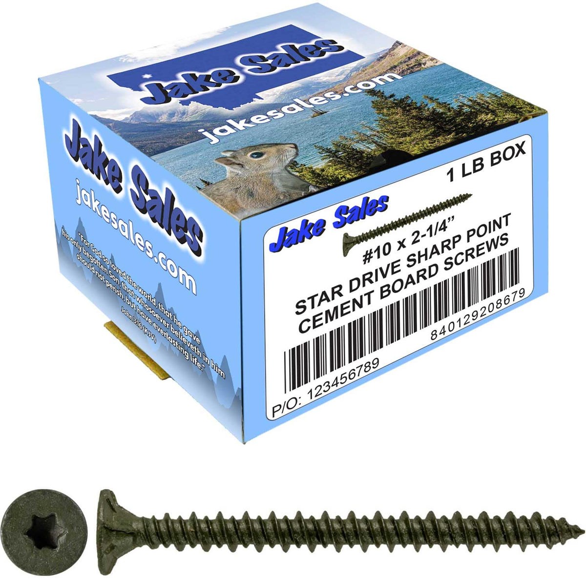10x2-1/4 Sharp Point Torx/Star Head Screws for Fastening Cement Backer/Board/Tile- Torx/Star - T-25 Head - CASE Qty 42 Boxes 3,990 Screws