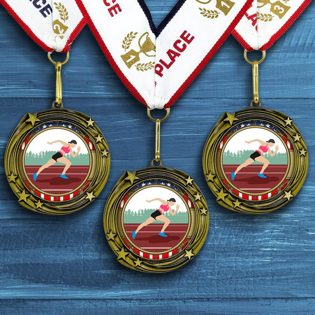 All Quality Stars Design Track and Field Medal (Female) | Competition Metal Medal - 1st, 2nd, 3rd Place