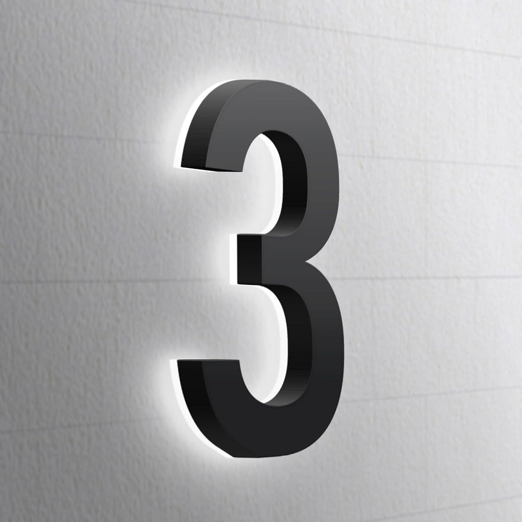 Backlit LED Illuminated House Numbers,Matte Black, Modern Address Signs Lighted Plaque For Outdoor Indoor, Weatherproof And Corrosion Resistant, Day & Night,20 Inch,3