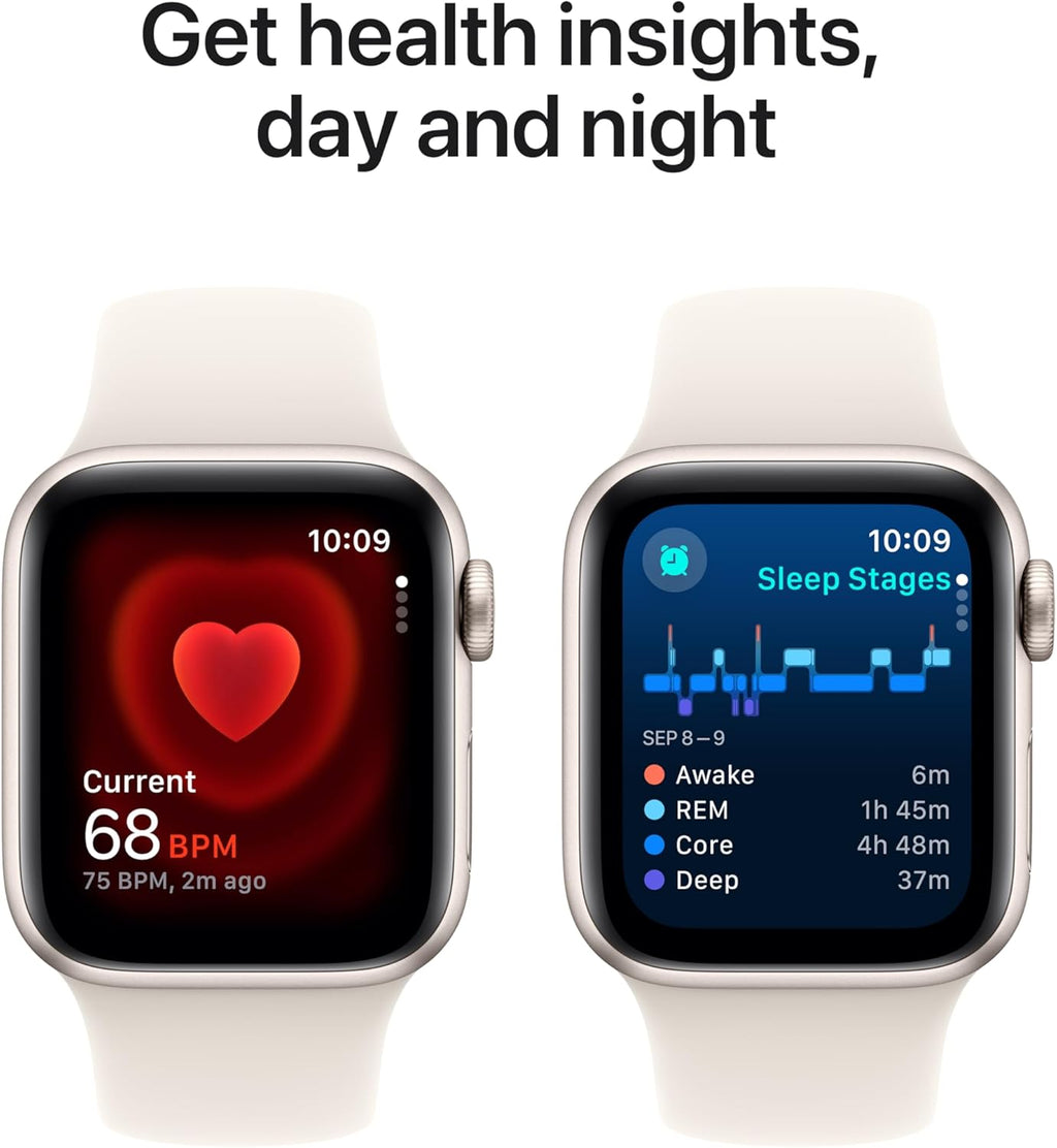 Apple Watch SE (2nd Gen) [GPS 40mm] Smartwatch with Starlight Aluminum Case with Starlight Sport Band S/M. Fitness & Sleep Tracker, Crash Detection, Heart Rate Monitor