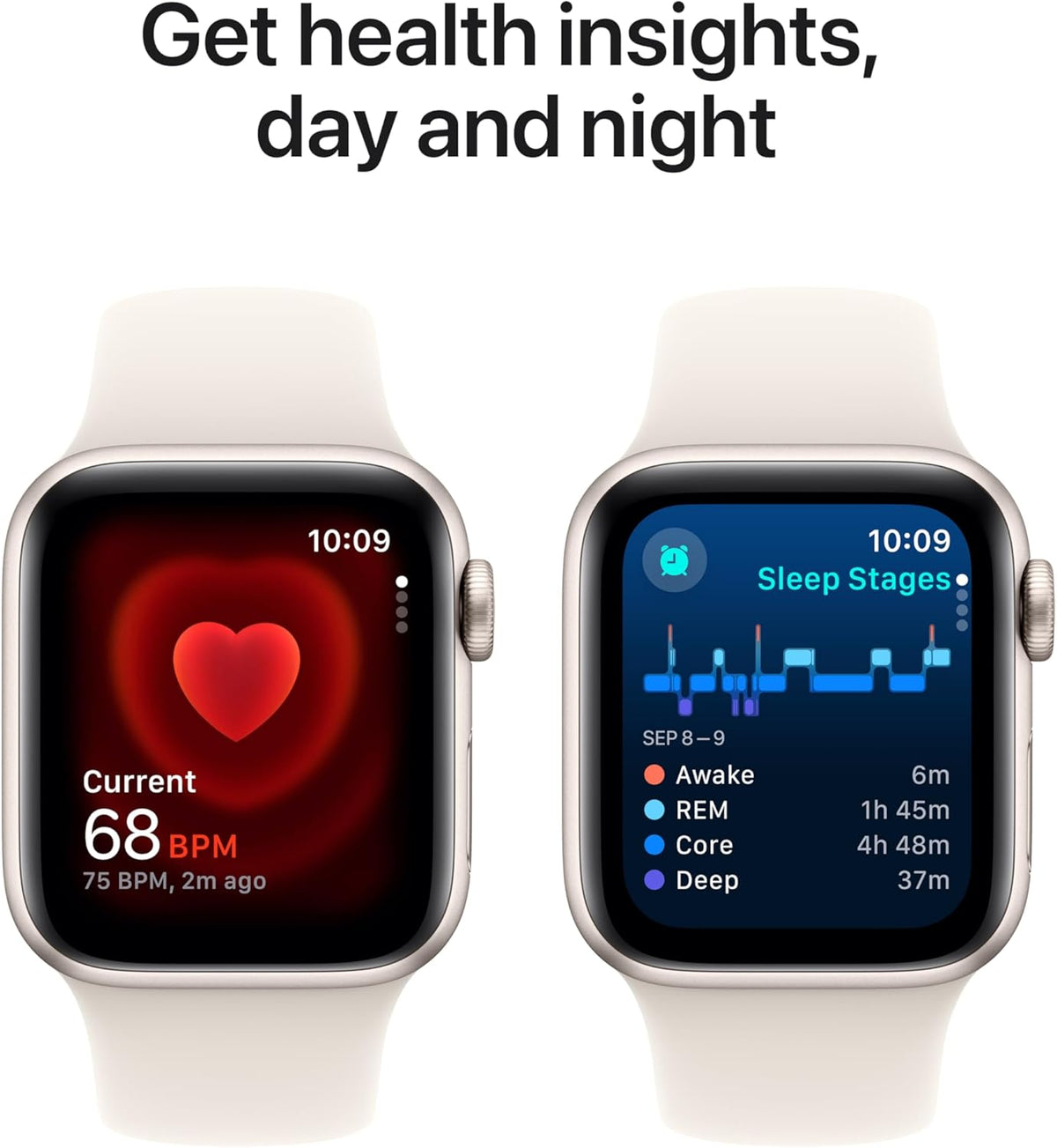 Apple Watch SE (2nd Gen) [GPS 40mm] Smartwatch with Starlight Aluminum Case with Starlight Sport Band S/M. Fitness & Sleep Tracker, Crash Detection, Heart Rate Monitor