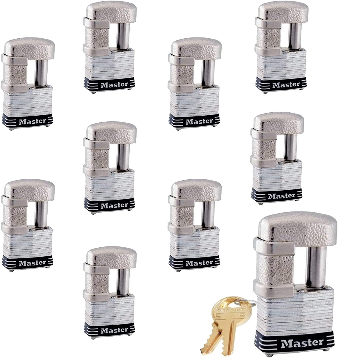 Master Lock - (10) Keyed Alike Trailer & Multi Purpose Padlocks w/ 20 Keys, 37KA-10