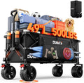 49' L Collapsible Extended Wagon with 500lbs Weight Capacity,300L Heavy Duty Sports Wagon,Big All-Terrian Wheels with Cup Holders,Cart for Sports,Grocery,Shopping