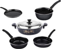 5 Piece Kitchen Accessories Set | Non Stick Induction Friendly Cookware | Kadai with Lid , Fry Pan , Tawa , Sauce & Tadka Pan | Ceramic Hard Anodized | Cast Iron Utensils