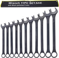 11PC Jumbo Combination Wrench Set, SAE, 1-5/16'' to 2 inch, Extra Large Combination Wrench Sets, Black Oxide Finish with Pouch (11PC-SAE)