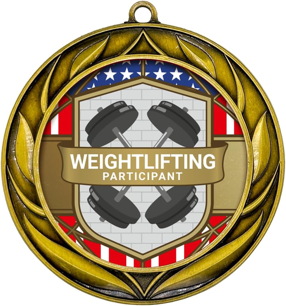 All Quality Wreath Design Weightlifting Medal - 1st, 2nd, 3rd Place