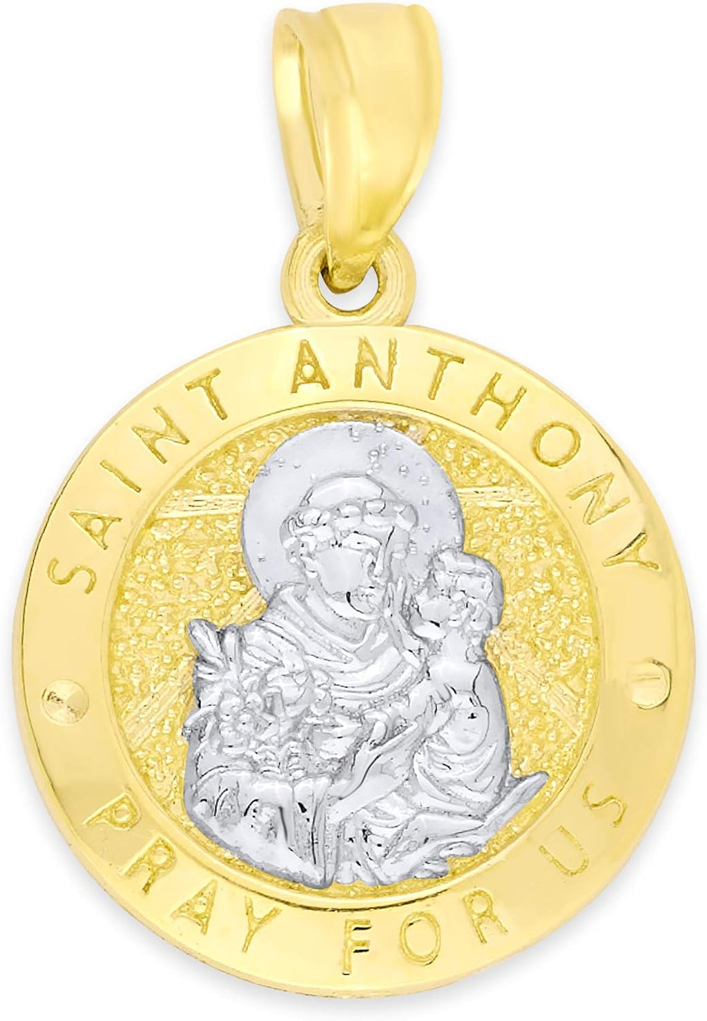 Saint Anthony MedalPendant, Solid 14k Gold Catholic Jewelry Charm