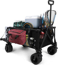 REDCAMP 49' Extra Long Collapsible Wagon Fishing Cart with Rod Holders, 330LBS Heavy Duty Extra Large Folding Utility Garden Cart with Tailgate and Cooler Bag for Grocery, Sport, Fishing