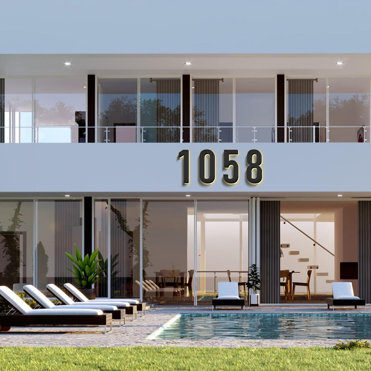 Illuminated House Address Numbers Signs, Stainless Steel,Up-Scale Modern Look, Backlit LED Illuminated Home Address Number, Lighted House Numbers For Outside,20 Inch/500mm,3