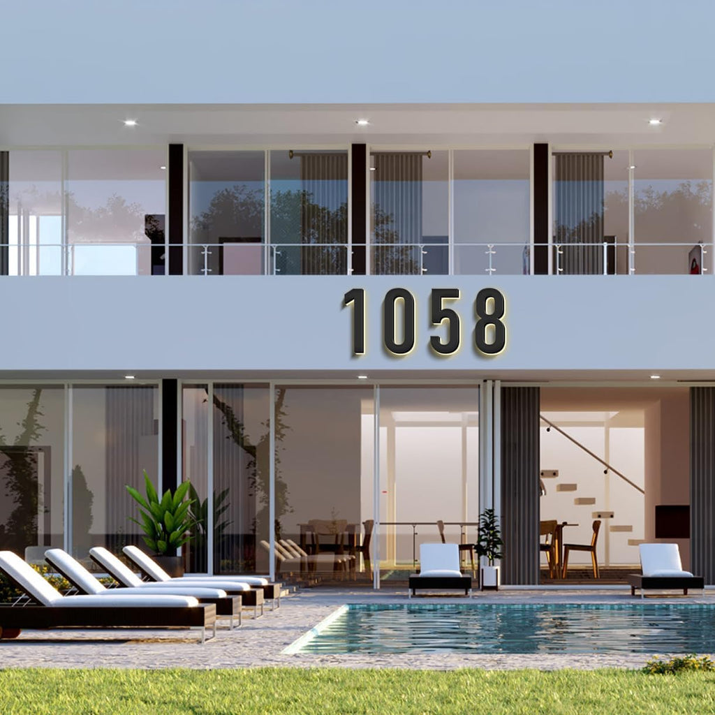Illuminated House Address Numbers Signs, Stainless Steel,Up-Scale Modern Look, Backlit LED Illuminated Home Address Number, Lighted House Numbers For Outside,20 Inch/500mm,0
