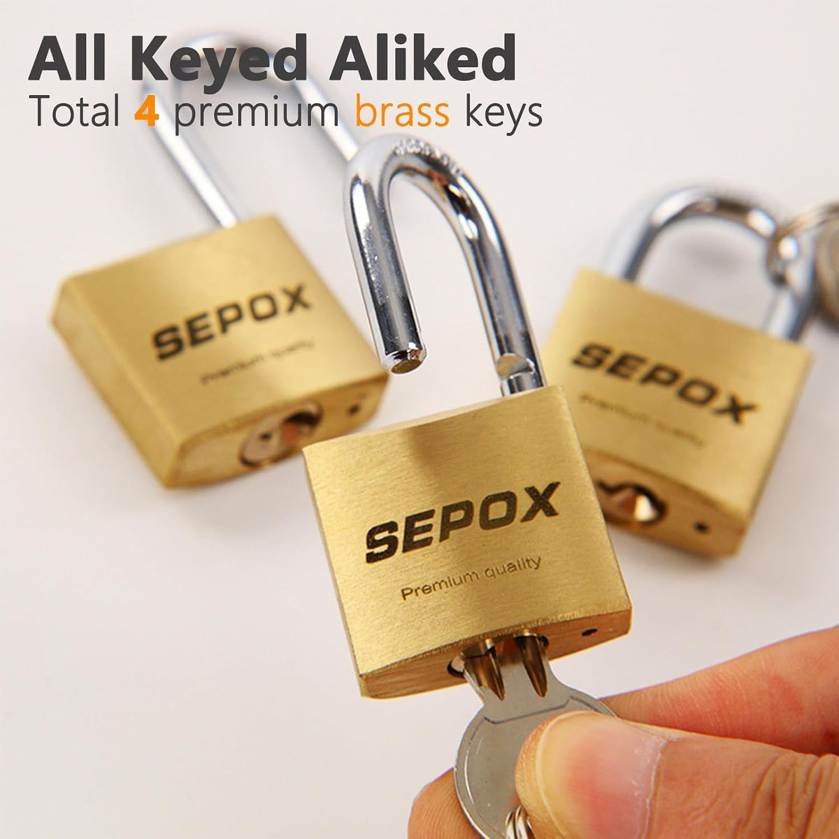 SEPOX® 36 Pcs Pack Solid Brass Padlock with Same Keys 48 Pcs, Heavy Duty & Compact Waterproof Body 40mm 1-9/16',Small Lock & Key with Big Handle, Keyed Alike for School Gym Locker, Hasp, Tool Box
