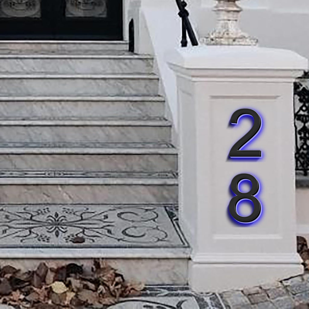 Backlit Illuminated LED House Numbers For House Street, Stainless Steel Illuminated House Number, Modern Up-Scale Look, Lighted Address Number Sign,14 Inch/350mm,0