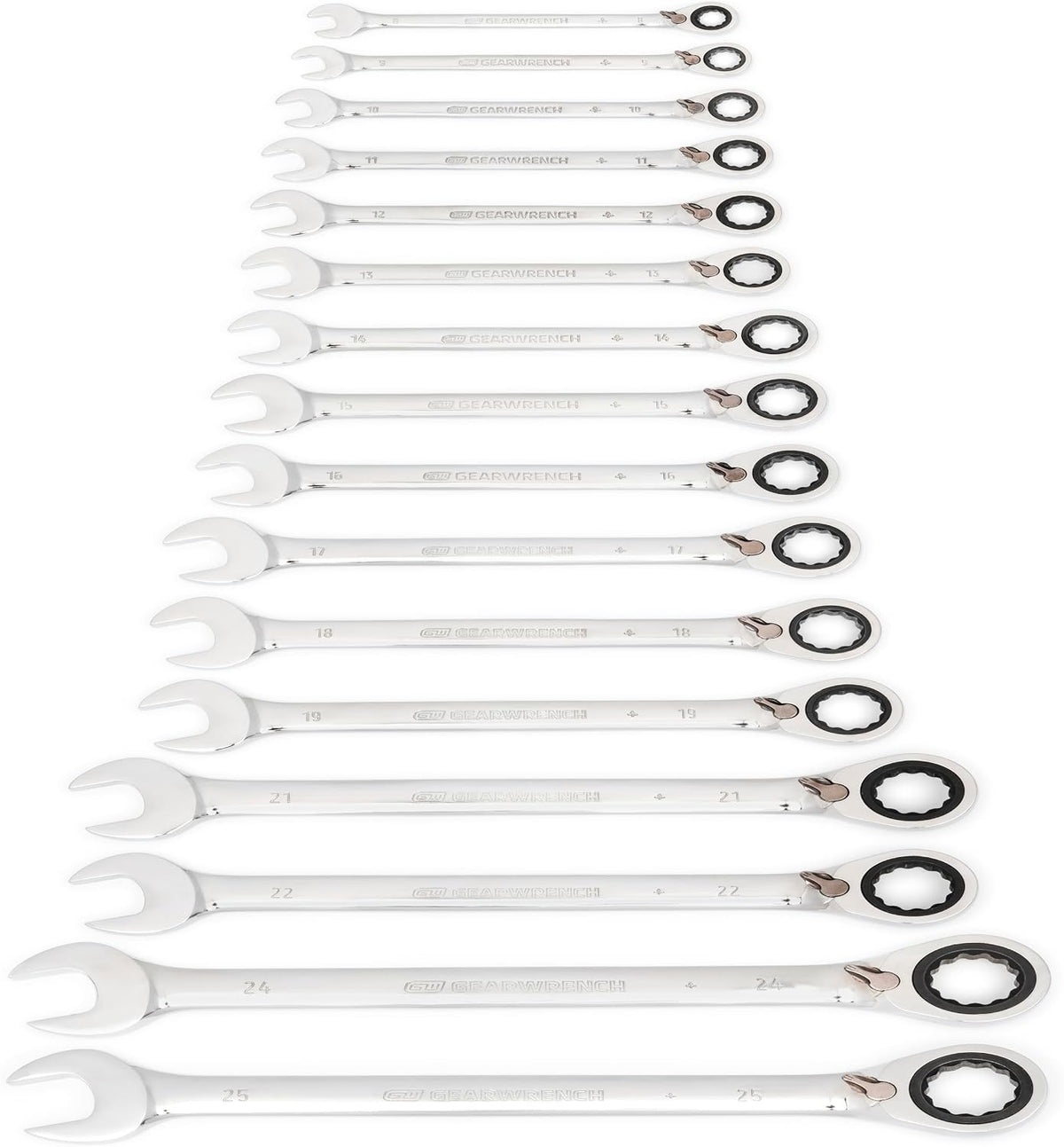 GEAWRENCH 16 Pc. Reversible Ratcheting Combination Wrench Set, Metric - 9602N