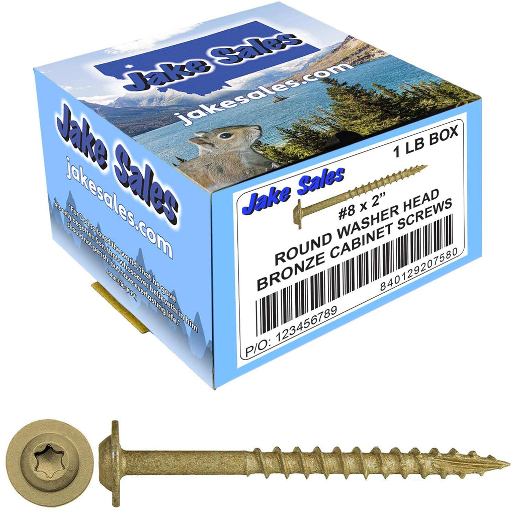 8 x 2 Bronze Star Multipurpose Exterior Coated - Torx/Star Drive - Modified Truss Head Cabinet Wood Screws - CASE Qty 42 Boxes 5,796 Screws