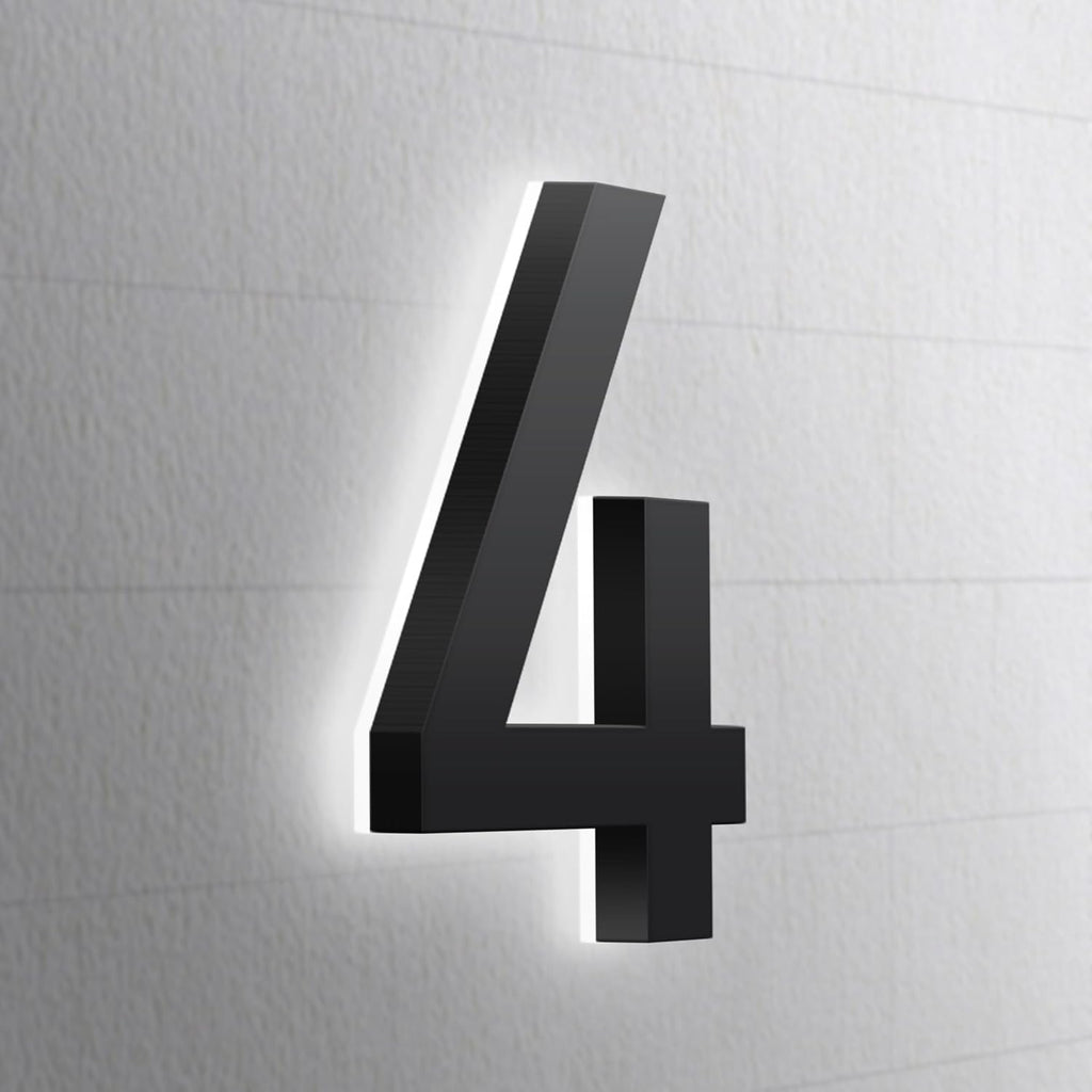 Backlit LED Illuminated House Numbers,Matte Black, Modern Address Signs Lighted Plaque For Outdoor Indoor, Weatherproof And Corrosion Resistant, Day & Night,20 Inch,4