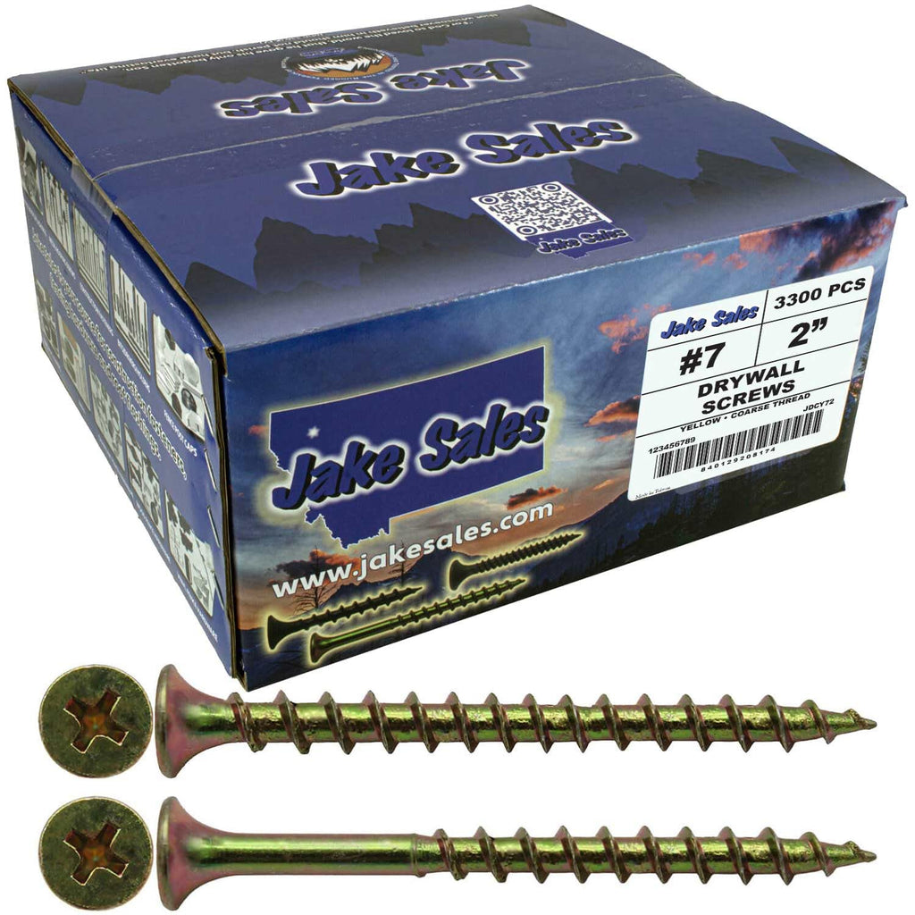 Drywall Screws: Yellow ZINC #7 x 2 COARSE Thread Drywall, Gypsum Board, Sheetrock, Plasterboard Screws. Use for Low Cost, All Purpose Wood Screws (25 POUNDS 3,500 Approx. Screw Count)