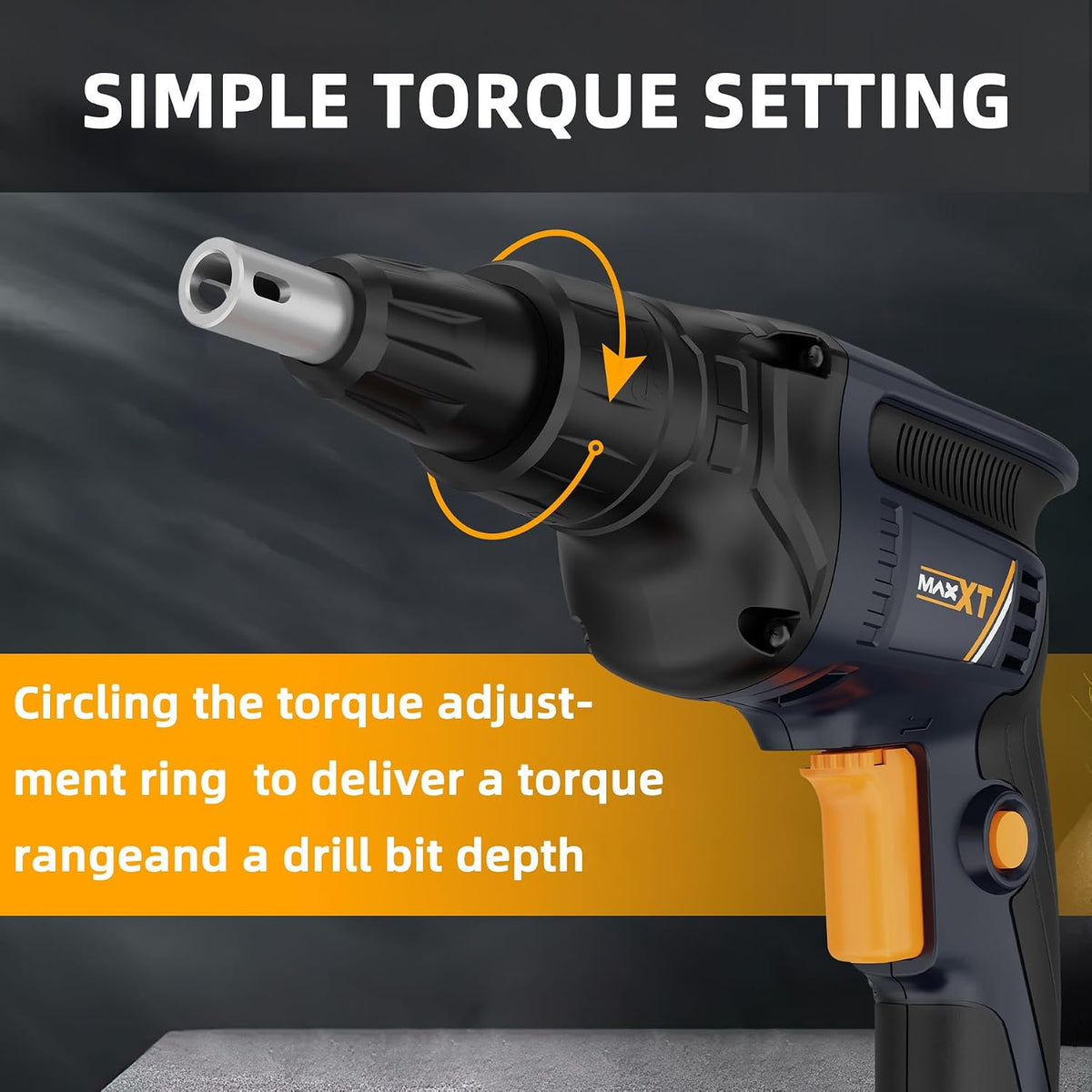 MAXXT 20V Brushless Drywall Screw Gun (Tool Only) – 2-in-1 Screwdriver & Router, 0-5 000 RPM, One-Hand 25-57 mm Quick-Set, 360° Rotating Head, Tool-Free Depth, Drywall Cut-Out Bit Included