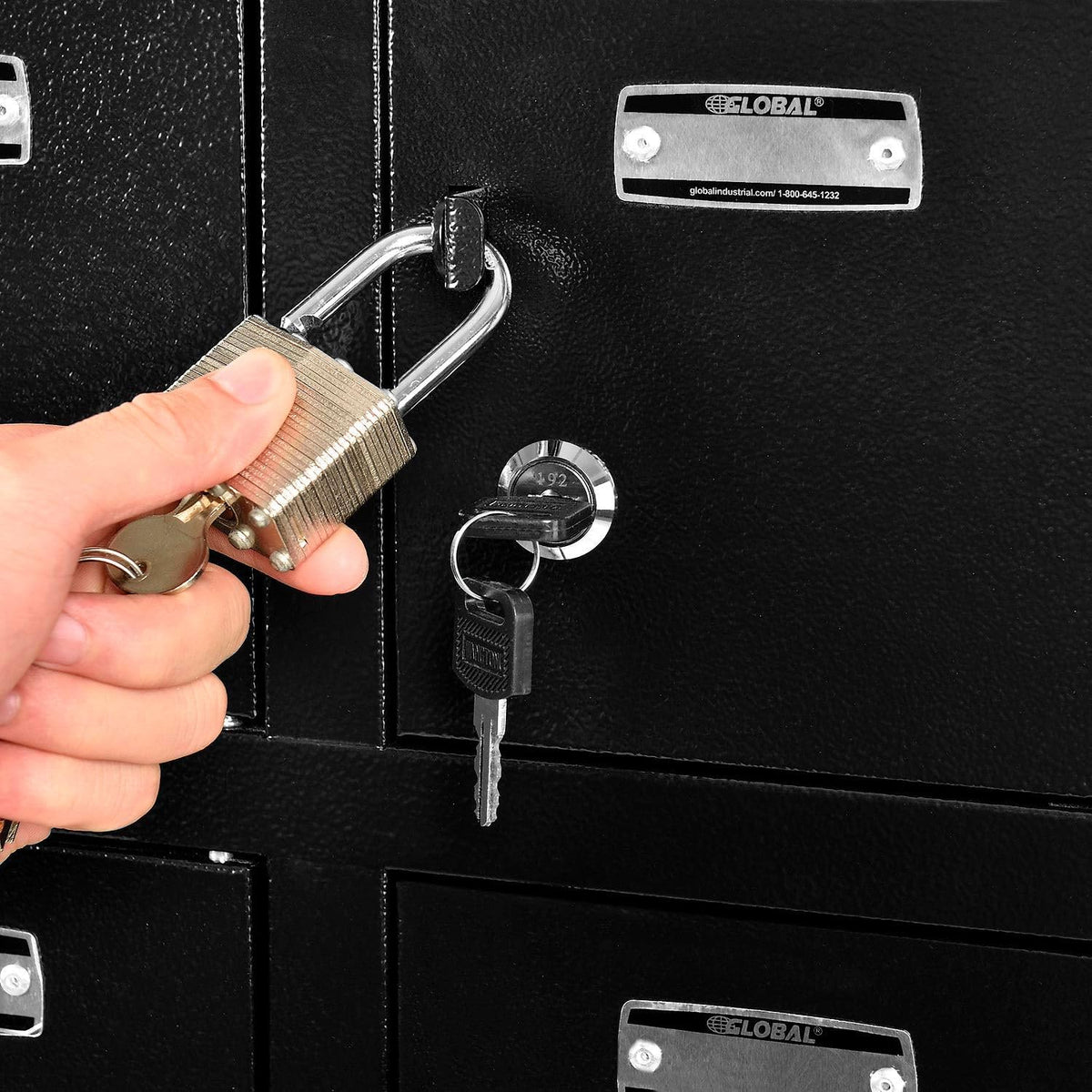 Global Industrial 24 Doors Tablet & Cell Phone Locker, Keyed Lock & Hasp and Master Door Open