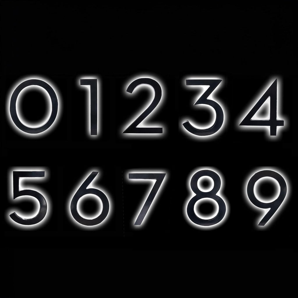 Montague Metal Products - 10 Inch Backlit LED House Numbers - LED House Numbers - Lighted Address Numbers - Modern Backlit Address Numbers - 14 Color Options