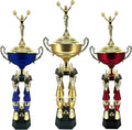 Express Medals Various Sport Giant 54 Inch Tall 19 Inch Wide 4 Post Column Gold Red or Blue Trophy Cup Award Includes Attached Plate with up to 5 Lines of Your Custom Engraved Text. Weighs 11 lbs.