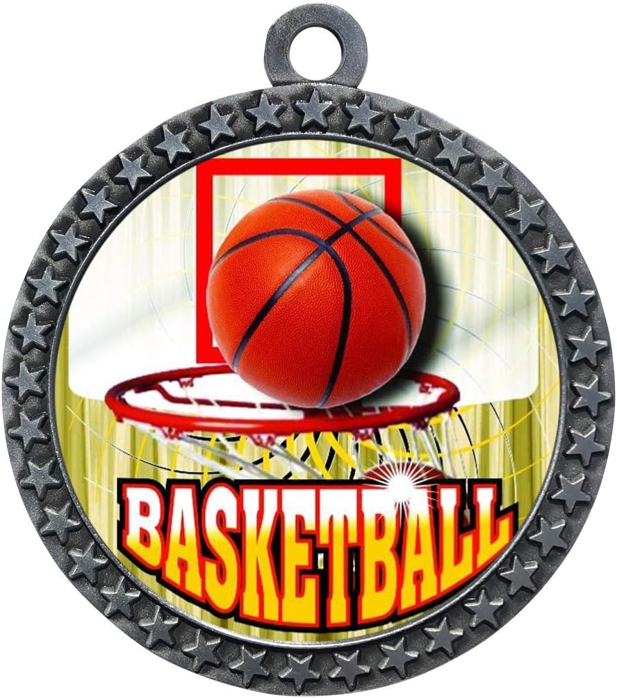 Express Medals 1 to 50 Packs Basketball Silver Medal Trophy Award with Neck Ribbon STDD212-FCL412