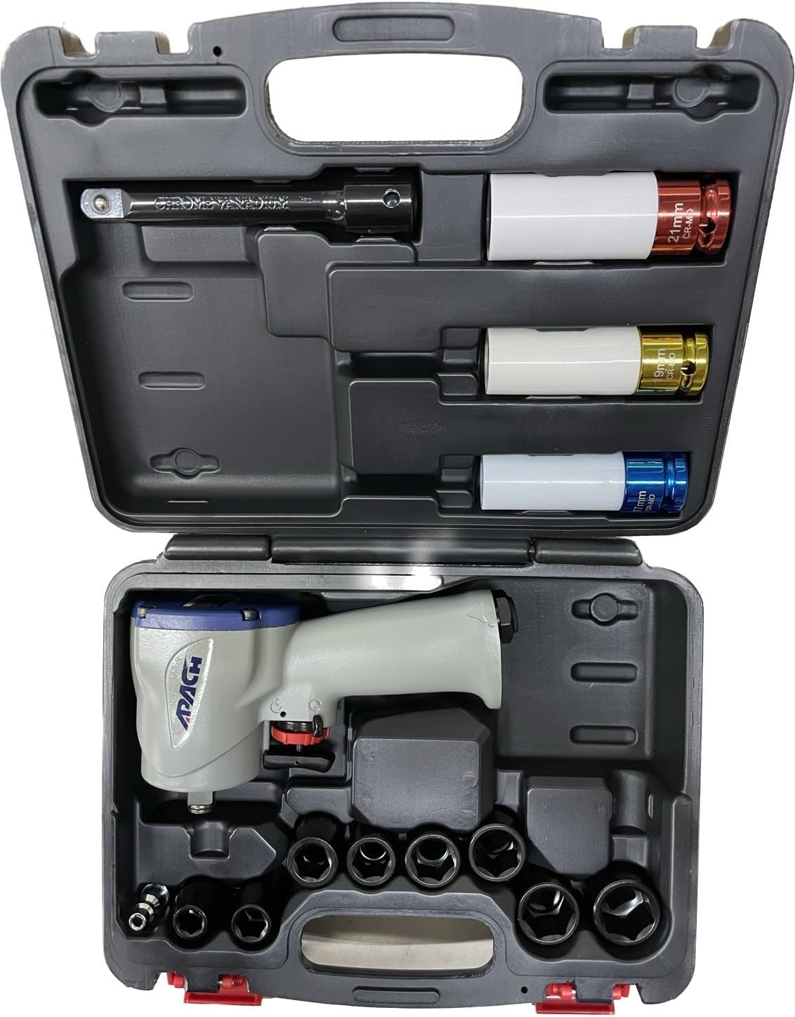 Apach Stubby Air Impact Wrench Set, Jumbo Hammer, High Torque, 1/2-Inch,1/2' Impact Sockets, Wheel Sockets, 5' Extension Bar (AW050G-SET)