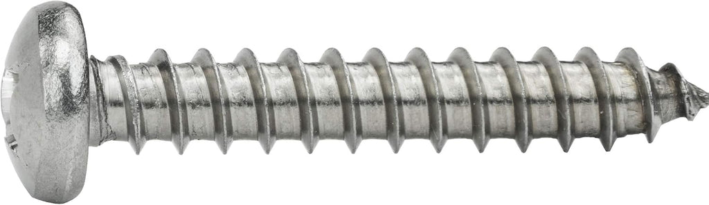 #8 x 1-1/4' Pan Head Sheet Metal Screws, Stainless Steel 18-8, Full Thread, Bright Finish, Self-Tapping, Quantity 2500 By Fastenere