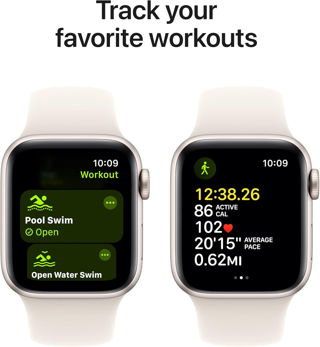 Apple Watch SE (2nd Gen) [GPS 40mm] Smartwatch with Starlight Aluminum Case with Starlight Sport Band S/M. Fitness & Sleep Tracker, Crash Detection, Heart Rate Monitor